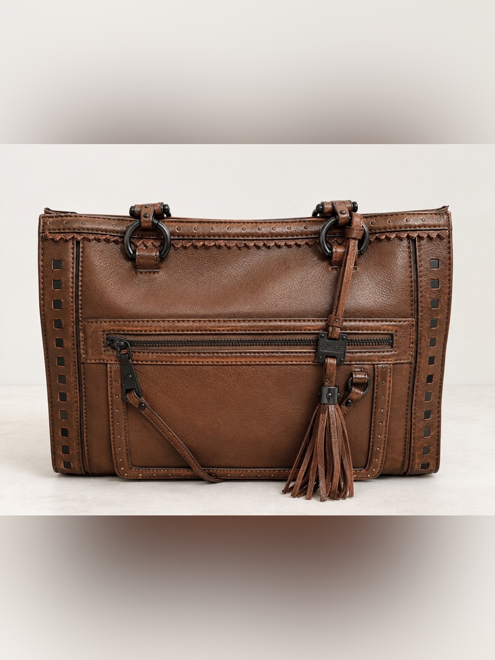 Aimee Kestenberg "Kimberly Shopper" AK7515 Dark Brown Leather Handbag Purse